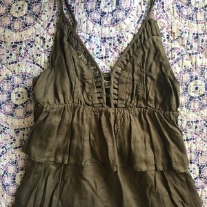 Tobi army green layered tank top